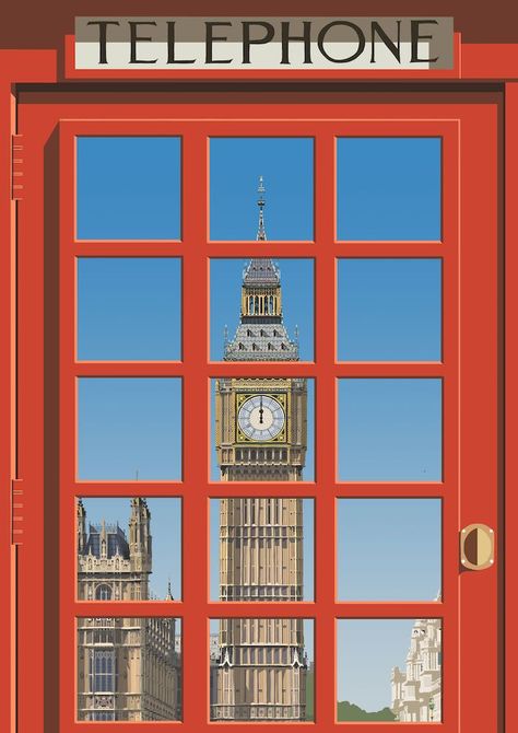 London Poster Vintage, Automation Illustration, Urban Graphics, Big Ben Art, Postcards Inspiration, England Poster, Video Poster, Graphic Design Letters, London Painting