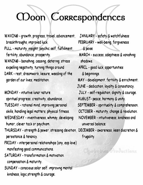 Moon Correspondences Witches, Moon Phases Correspondences, 2023 Lunar Phases, Moon Phase Correspondences, New Moon Correspondences, Witch Calendar 2024, Witch Correspondence, Moon Phases 2023, Moon Correspondences