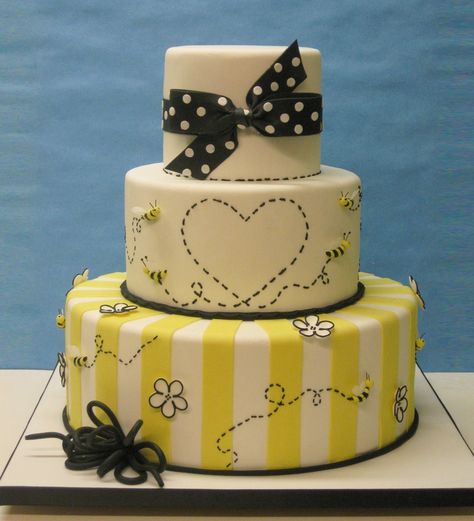 Meant to Bee Bridal Shower Meant To Bee, Bee Cakes, Just Cakes, Love Cake, Fancy Cakes, Shower Cake, Fondant Cakes, Cake Creations, Pretty Cakes