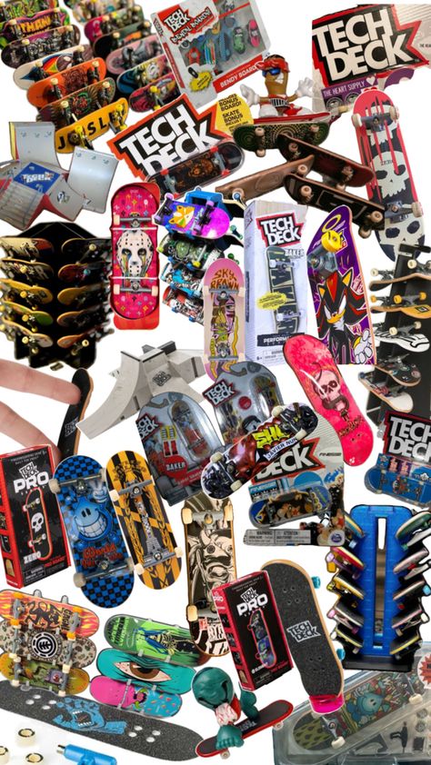 tech decks 🤗 Nostalgia Core, Tech Deck, 2000s Nostalgia, Sticker Art, Decks, Skateboard, Doodles, Christmas Gifts, Gifts