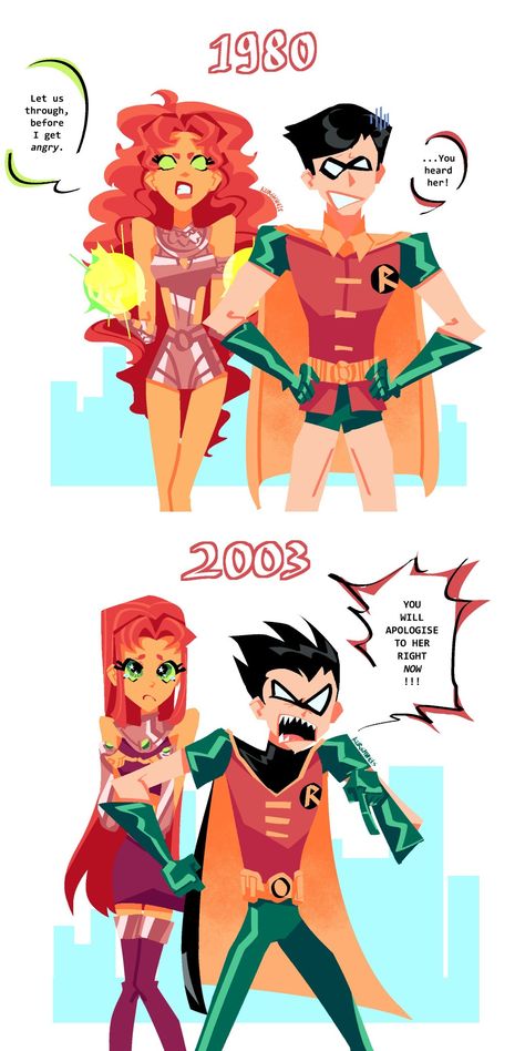 Robin and Starfire Red X Starfire, Nightwing And Starfire Halloween, The Flash Matching Pfp, Superhero Oc Ideas, Starfire And Nightwing Fan Art, Teen Titans Go Robin X Starfire, 90s Starfire, Wally X Robin, Barry X Oliver