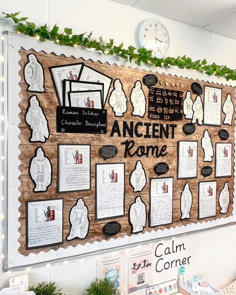 Miss Armstrong | Primary Teacher | ✨ Ancient Rome ✨How cute are my primary 1/2 children’s drawings of Roman soldiers! This topic could be easily adapted for all ages. If… | Instagram Ancient Decor Ideas, Re Displays Ks2, Romans Display Ks2, Roman Decorations, Romans Ks2, Primary School Displays, Character Descriptions, Teaching Class, Primary Teacher