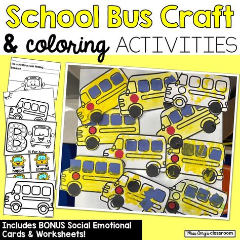 The school bus is here! 🚌 Teach shapes and colors as your little ones practice fine motor skills with these cute little busses! 🛞 #schoolbus #transportation #wheelsonthebus #preschoolcrafts #toddlercrafts https://www.teacherspayteachers.com/Product/School-Bus-Craft-Preschool-Transportation-Craft-SEL-Activities-Worksheets-12258471 Wheels Preschool, School Bus Craft, Preschool Transportation Crafts, Bus Craft, School Bus Crafts, Preschool Transportation, Sel Activities, Bus Crafts, Transportation Unit