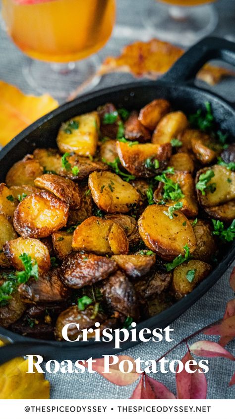 Crispiest Roast Potatoes | With Duck Fat | Thanksgiving Recipes — The Spice Odyssey Duck Fat Potatoes Recipes, Duck Fat Potatoes, Duck Fat Roasted Potatoes, Best Roast Potatoes, Crispy Roast Potatoes, Roasted Potatoes And Carrots, Crunchy Potatoes, Duck Fat, White Potatoes