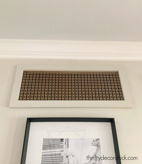 How to Make a Decorative DIY Air Vent Cover | Thrifty Decor Chick | Thrifty DIY, Decor and Organizing Diy Vent Cover, Vent Covers Diy, Air Return Vent Cover, Wall Vent Covers, Cold Air Return, Return Air Vent, Hiding Ugly, Ceiling Vents, Wall Vents