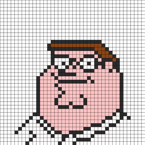 Peter Griffin Perler Bead Pattern / Bead Sprite Peter Griffin Pixel Art, Minecraft Sculptures, Graph Journal, Kandi Cuffs, Peter Griffin, Pixel Art Templates, Pony Bead Patterns, Perler Bead Templates, Pixel Drawing