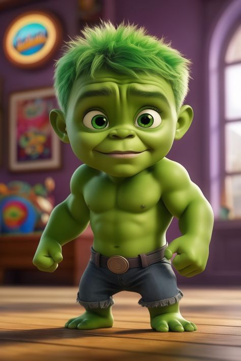 Baby Hulk, Disney Pixar cartoon character, digital painting Hulk Kids, Hulk Art, Child Care, Cartoon Character, Childcare, Hulk, Disney Pixar, Cartoon Characters, Pixar