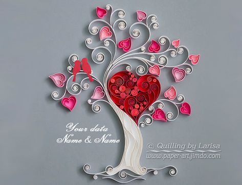 Valentines Day Quilling, Quilled Tree, Quilling Projects, Arte Quilling, Paper Quilling Cards, Paper Art Design, Handmade Wedding Gifts, Desain Quilling, Paper Quilling Patterns