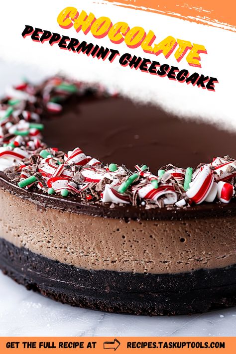 Indulge in the perfect holiday dessert with this rich and creamy Chocolate Peppermint Cheesecake. Layered with a velvety chocolate filling and a refreshing peppermint twist, this cheesecake is a delightful blend of flavors that will leave your taste buds craving more. Perfect for festive gatherings or a cozy night in, this exquisite recipe is sure to impress friends and family alike. Discover the secret to a perfectly smooth cheesecake and elevate your dessert game this season with this delectable treat. Save it for your holiday baking Chocolate Peppermint Cheesecake, Smooth Cheesecake, Cocoa Powder Cookies, Peppermint Cheesecake, Holiday Dessert, Chocolate Filling, Creamy Chocolate, Creamy Cheesecake, Eat Dessert First