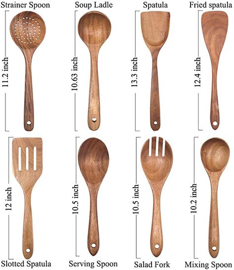 Amazon.com: Wooden Spoons for Cooking, Nonstick Kitchen Utensil Set, Wooden Spoons Cooking Utensil Set Non Scratch Natural Teak Wooden Utensils for Cooking(Teak 8 Pack): Kitchen & Dining Wooden Spoon Set, Spurtle Kitchen Utensils, Wooden Kitchen Tools, Wooden Spoon Design, Wooden Art Handmade, Wooden Spoon Ideas, Wood Spoon Crafts, Wooden Spoons Crafts, Wooden Art Ideas