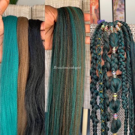 #braidinghair #kanekalon #blendedhair #braids #braidideas Mixed Braids Colors, Color Combos For Braids, Mixed Color Box Braids, Mixing Braiding Hair Colors, Braids Colours, Colourful Braids, Afro Hairstyles For Kids, Grey Box Braids, Hair Blending