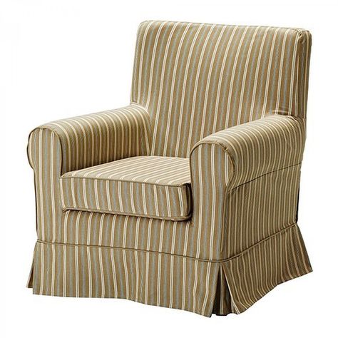 IKEA+Ektorp+JENNYLUND+Armchair+SLIPCOVER+Chair+Cover+LINGHEM+Light+BROWN+STRIPE Ikea Living Room Chairs, Ektorp Chair, Ikea Armchair, Ikea Fabric, Ikea Ektorp, Beige Chair, Ikea Chair, Armchair Slipcover, Decor Elements