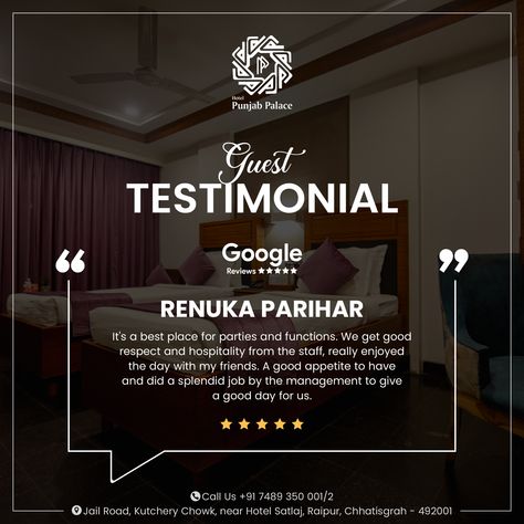 We're all smiles reading your review! Thank you for choosing us and sharing your happiness. 😊 #HappyGuests #ThankYou Contact us on : 📞 : +91-7489-350-001/2 🌐 : punjab.org.in 📍 : Raipur #punjabpalace #thepunjabpalace #thepunjabpalacehotel #raipurhotel #GuestExperience #HotelReview #TravelerFeedback #travelgoals #goodreview #bestdeals #raipurhotels Review Creative Ads, Hotel Marketing Design, Posting Content, Furniture Graphic, Hotel Ads, Hotel Ideas, Creative Layout, Hotel Marketing, Google Review