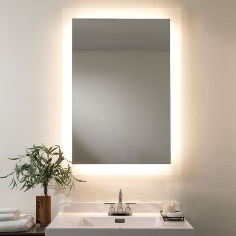 Lit Mirror, Lighted Vanity, Lighted Vanity Mirror, Lighted Mirror, Mirror Design Wall, Edge Lighting, Mirrors For Sale, Top Interior Designers, Easy Wall