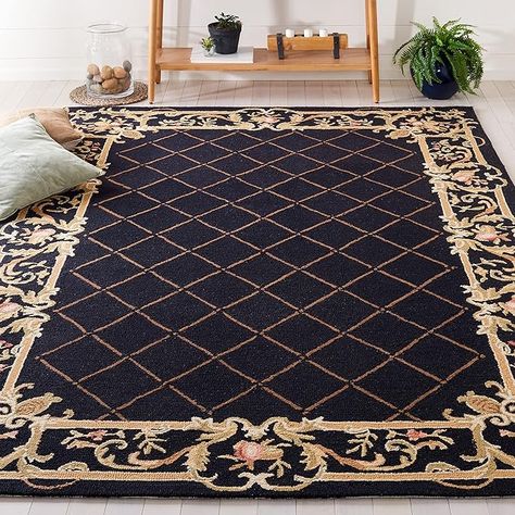 Shabby Chic Area Rugs, Damask Rug, Hooked Wool, Lounge Design, Living Room Decor Cozy, Black Area Rugs, Brown Area Rugs, Contemporary Rugs, Wool Carpet