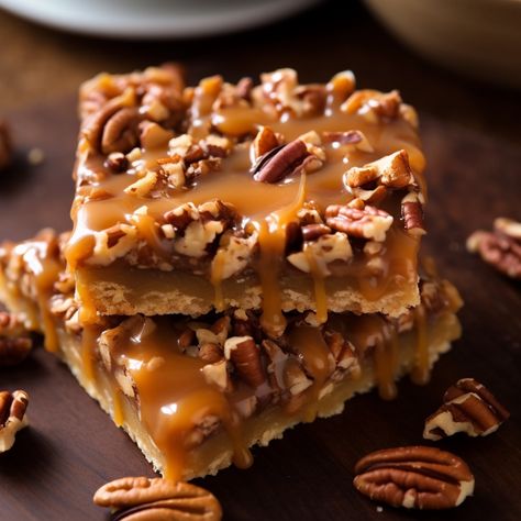 Toffee Pecan Dream Bars Caramel Pecan Bars, Pecan Bars Recipe, Caramel Shortbread, Dream Bars, Pecan Bars, Shortbread Bars, Dessert Spread, Best Carrot Cake, Pecan Pie Bars