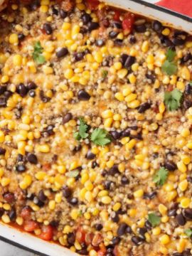 Tex-Mex Quinoa Bake - Joy Bauer Mexican Quinoa Bake, Tex Mex Quinoa Bake, Tex Mex Bake, Quinoa Taco Bake, Quinoa Soup Recipes Healthy, Joy Bauer Recipes Today Show, Quinoa Mexican Casserole, Quinoa Casseroles, Joy Bauer Recipes Healthy