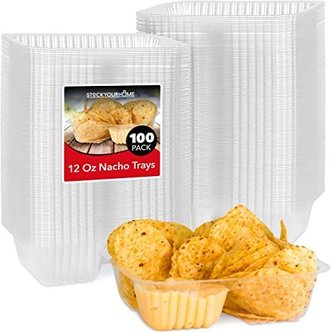 Amazon.com: 12oz Plastic Nacho Trays (100 Pack) Small Disposable Tray for Nachos & Cheese Dip, Concession Stand Supplies, Movie Night Snacks for Kids, Carnival Party Decorations, Food Boats, Snack Containers… : Industrial & Scientific Movie Night Snacks For Kids, Nachos Cheese, Nachos Cheese Dip, Carnival Party Decorations, Kids Carnival, Movie Night Snacks, Concession Food, Snacks For Kids, Party Serving