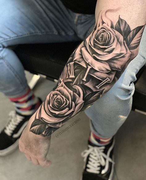 Rose Tattoo Forearm, Cool Half Sleeve Tattoos, Rose Tattoo Sleeve, Rose Tattoos For Men, Cool Arm Tattoos, Forearm Sleeve Tattoos, Cool Forearm Tattoos, Half Sleeve Tattoos For Guys, Full Sleeve Tattoos