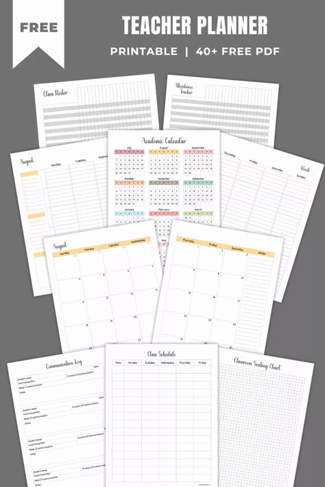 Teacher Planner 2024-2025 | Free PDF Templates Teacher Planner Digital, Weekly Teacher Planner Template, Free Printable Teacher Planner Templates, Free Printable Lesson Plan Template, Free Teacher Planner Template, 2024 2025 School Calendar, Free Printable School Year Calendar 2024-2025, Teacher Weekly Planner Free Printable Lesson Plan Templates, Teacher Planner Pages