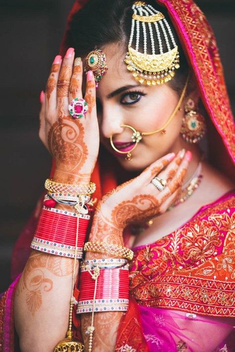 Fuchsia-and-Orange-Wedding-in-India-13-of-35-600x900 Chooda Designs, शादी की तस्वीरें, Indian Bride Poses, Indian Bride Photography Poses, Indian Wedding Poses, Bride Photos Poses, Indian Wedding Bride, Indian Wedding Photography Couples, Bridal Photography Poses