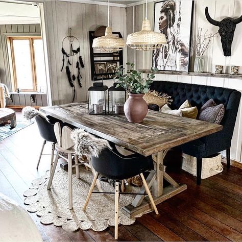 boho design || #homedecor #style #decor #homedesign #bohoinspo Western Dining Room, Boho Dining Room, Boho Design, Farmhouse Dining Room, Western Home Decor, Dining Room Walls, Boho Living Room, Farmhouse Dining, Home N Decor