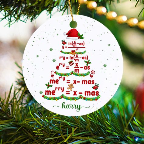 PRICES MAY VARY. [PERSONALIZED CHRISTMAS ORNAMENTS]: The most beautiful and special time of the year has come! Personalize your holidays with our custom Christmas Ornament. Great keepsake gift for Math Lover, Math Teacher, Dad, Mom, Family Member, Friends, Coworker...It's sure to become a beloved part of their holiday celebration. [HOW TO CUSTOMIZE]: Click "Customize Now" button, enter your name. Let's start to design your own beautiful ornament to commemorate the special day in your own home. [ Math Ornaments, Math Christmas Ornaments, Police Christmas, Personalized Family Ornaments, Teacher Ornaments, Diy Christmas Tree Ornaments, Family Ornaments, Christmas Math, Merry Christmas Images