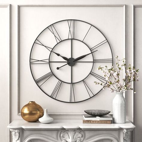 Kelly Clarkson Home Oversized James 45" Wall Clock & Reviews | Wayfair Clock Decor Living Room, Wall Clock Hanging, Big Wall Clocks, Farmhouse Wall Clock, Rustic Clock, Wall Clocks Living Room, Kelly Clarkson Home, Clock Living Room, Black Wall Clock