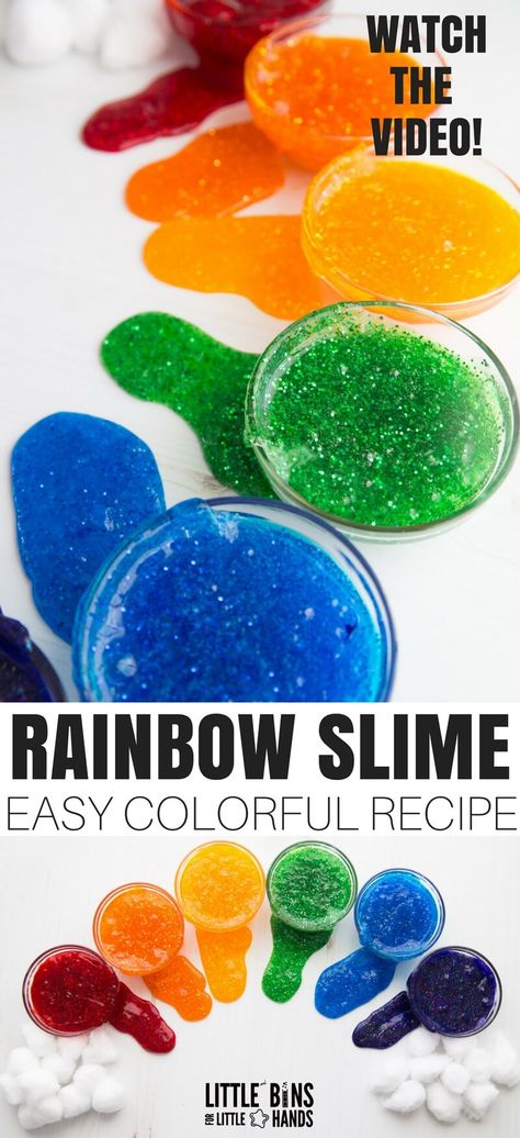 Glitter Slime Diy, Sensory Tables, Colorful Slime, Borax Slime, Edible Slime, Slime Making, Rainbow Slime, Easy Slime Recipe, Slime Diy