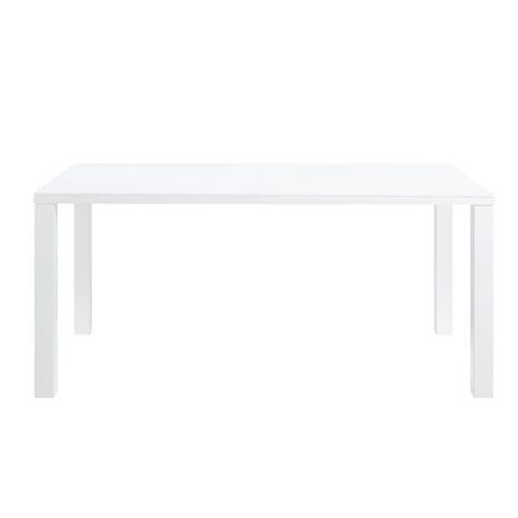 Wade Logan® Piketon Dining Table In White High Gloss Finish | Wayfair High Gloss Dining Table, Wood Coffe Table, Highboy Table, White Dining Table, Contemporary Dining Table, Trestle Dining Tables, Acme Furniture, Dining Room Set, Solid Wood Dining Table