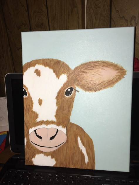 Cow Print Painting Ideas On Canvas, Boho Western Painting Ideas, Cow Paintings On Canvas Easy, Cow Canvas Painting Ideas, How To Paint A Highland Cow Easy, Diy Cow Canvas Painting Easy, Cow Painting Canvas Easy, Easy Painting Ideas On Canvas Western, Cow Paintings Easy