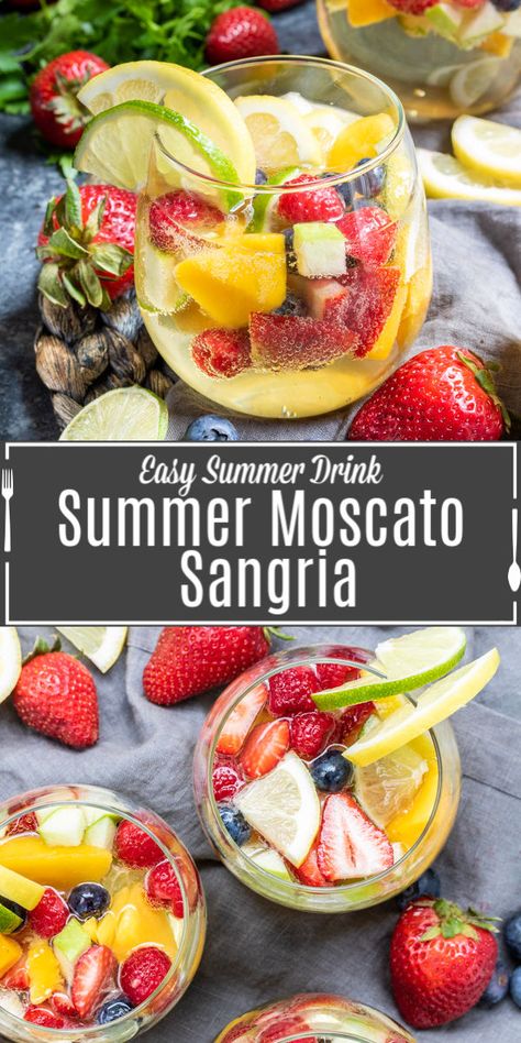 Moscato Peach Sangria, Summer Sangria Recipes Easy, Sangria Recipes Easy Moscato, Moscato Sangria Recipes Easy, Easy Sangria Recipes White, Large Batch Sangria Recipe, Summer Sangria Recipes For A Crowd, Easy Summer Sangria Recipes, Pool Drinks Alcohol