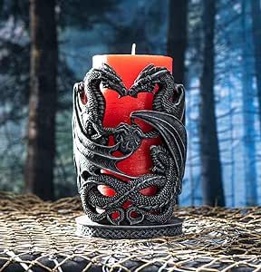 Dragon Candle, Wood Pillar Candle Holders, Mini Candle Holders, Dragon Wedding, Gothic Dragon, Unique Candle Holders, Fantasy Decor, Double Dragon, Dragon Decor