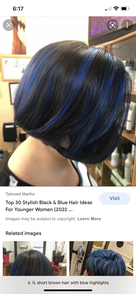 Blue Highlights In Gray Hair, Blue Highlights In Brown Hair, Long Layer Bob, Layer Bob, Purple Hair Streaks, Blue Brown Hair, 15 Hairstyles, Blue Hair Highlights, Long Layer