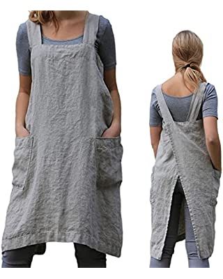 Painting Smock For Adults, Pottery Apron, Cooking Painting, Branded Aprons, Japanese Minimalist, Japanese Apron, Artist Apron, Cross Back Apron, Apron For Women