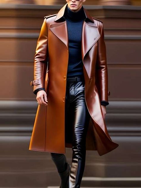 Leather Trench Coat Mens, Vintage Style Jacket, Long Overcoat, Pu Leather Jacket, Leather Trench, Cutout Bodysuit, Leather Trench Coat, One Piece Bodysuit, Hooded Coat