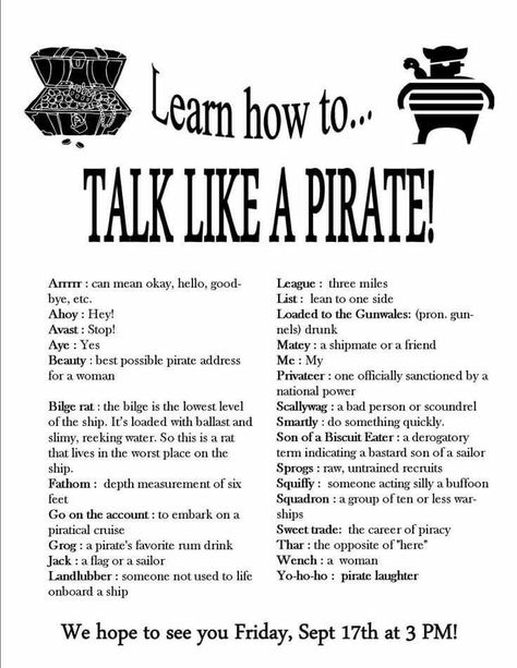 Pirate Lingo, Pirate Talk, Treasure Quotes, Teach Like A Pirate, Pirate Quotes, Pirates Treasure, Pirate Books, Talk Like A Pirate, Hallowen Ideas