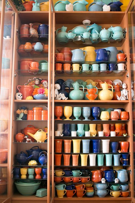 Kiln Room, Catalina Pottery, Fiesta Kitchen, Arizona Decor, Pottery Display, Bauer Pottery, Display Cases, California Pottery, Vintage Pottery