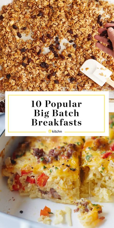 Post Image Recipes For Big Groups, Big Batch Breakfast, Batch Breakfast, Easy Homemade Granola, Breakfast Egg Casserole, Breakfast For A Crowd, Hashbrown Breakfast Casserole, Big Breakfast, Family Breakfast