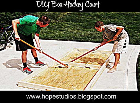 Box Hockey, Hockey Diy, Summer Boredom, Concrete Driveways, Hockey Games, Backyard Games, Christmas Wood Crafts, How To Make Box, Field Day