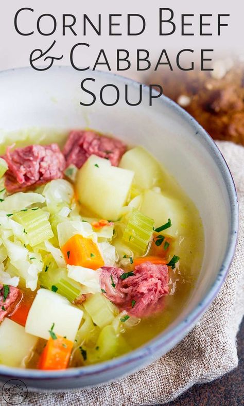 Easy Corned Beef And Cabbage, Corned Beef And Cabbage Soup, Corned Beef Soup, Easy Corned Beef, Beef And Cabbage Soup, Corn Beef And Cabbage Soup, Corned Beef Recipes Slow Cooker, Boiled Dinner, Healthy Potato