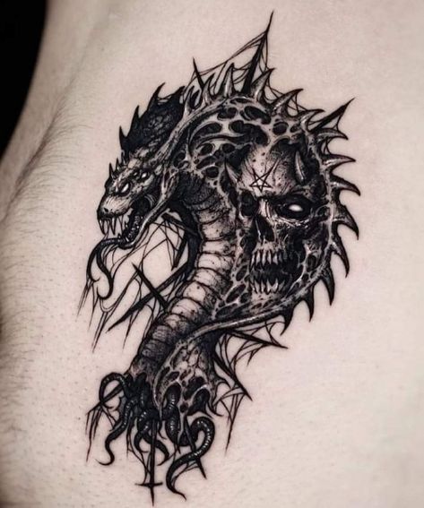 Dragon Tattoo Arm, Demon Tattoo, Wicked Tattoos, Tattoo Desings, Tattoo Design Book, Tattoo Project, Dark Tattoo, Dragon Tattoo, Tattoo Drawings