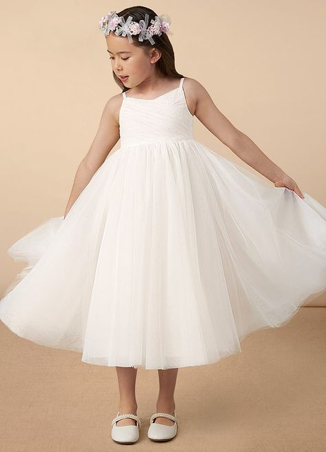 White Spaghetti Dress, Flower Girl Dresses White, Charming Aesthetic, Wedding Boards, Cascading Flowers, Ivory Flower Girl Dresses, White Flower Girl Dresses, Tulle Flower Girl, Blush Pink Weddings