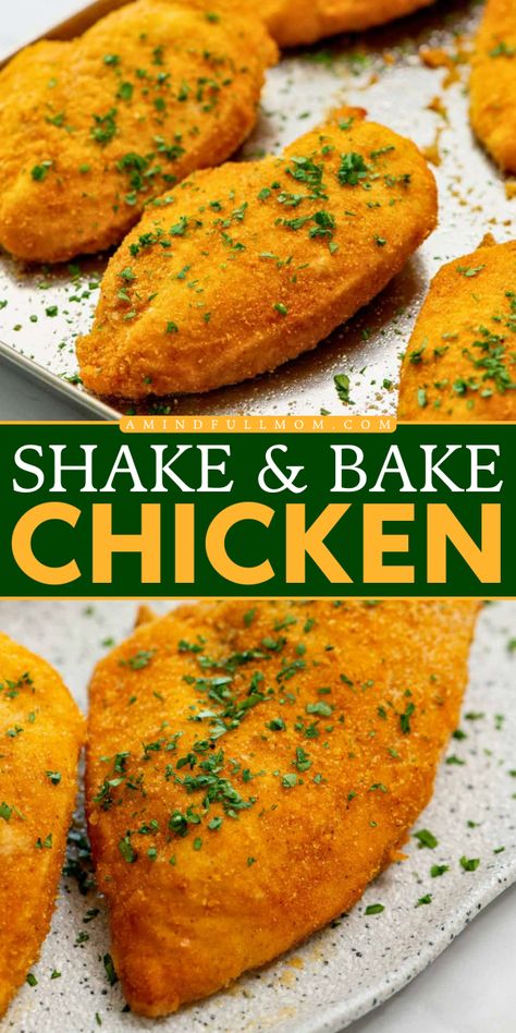 This Homemade Shake and Bake Chicken recipe delivers a copycat version of a store-bought favorite with simple ingredients and minimal prep required. Featuring a crispy coating and juicy chicken, you will love this easy spin on shake n bake chicken! Bake And Shake Chicken, Healthy Shake And Bake Chicken, Shake N Bake Chicken Breast, Shake Bake Chicken Recipe, Diy Shake And Bake Chicken, Shake And Bake Chicken Recipes, Homemade Shake And Bake Chicken, Bake Chicken Recipe, Shake And Bake Chicken