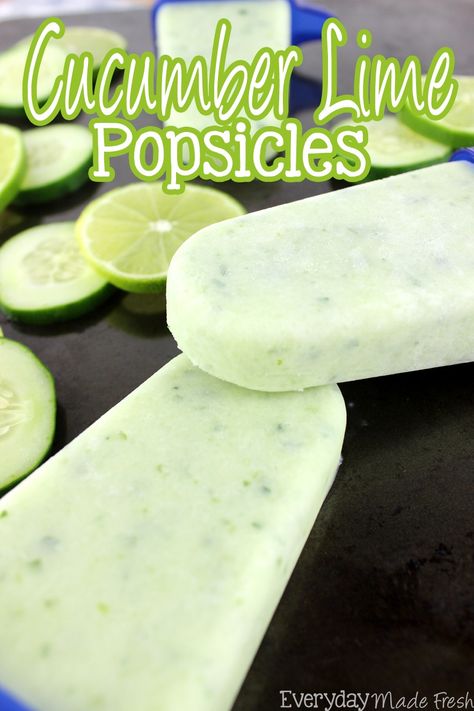 Summertime calls for refreshing popsicles, and nothing is more refreshing than these Cucumber Lime Popsicles! Cucumber Popsicles, Mojito Popsicle, Lime Popsicles, Cucumber Recipes, Popsicle Recipes, Garden Recipes, Best Dessert Recipes, Frozen Desserts, Dessert Recipe