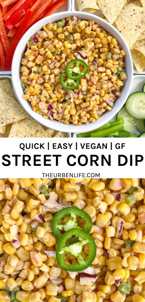 Dairy Free Corn Dip, Vegan Corn Dip, Gluten Free Corn Dip, Vegan Street Corn Dip, Vegan Mexican Dip Recipes, Vegan Mexican Street Corn Dip, Richard Eats Street Corn Dip, Vegan Street Corn, Corn Appetizers