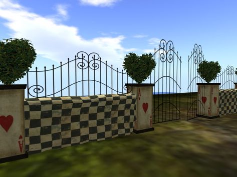 Second Life Marketplace - Wonderland ~ Wall Gates Pillars & NEW Green Topiary Hearts Alice Movie, Alice In Wonderland Garden, Alice In Wonderland Poster, Hearts Playing Cards, Dance Decorations, Boss Birthday, Lovely Poster, Ace Of Hearts, Alice In Wonderland Theme