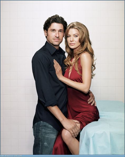 Ellen Pompeo and Patrick Dempsey Ellen Pompeo Patrick Dempsey, Greys Anatomy Couples, Meredith And Derek, Andy Garcia, Greys Anatomy Characters, Greys Anatomy Cast, Greys Anatomy Memes, Derek Shepherd, Cristina Yang