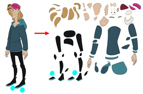 About Character Breakdown - Toon Boom Learn Cutout Animation Character, Toon Boom Animation, Cutout Animation, Puppet Template, Cut Out Animation, Toon Boom, Character Rigging, Character Turnaround, About Character