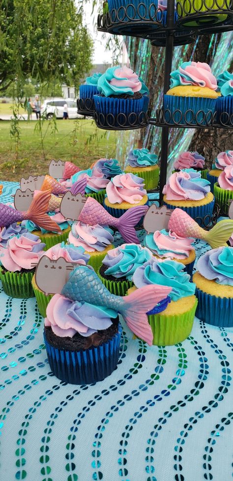 Kitty Mermaid Party, Purrmaid Party, Mercat Birthday Party, Kitty Mermaid, Birthday Kitty, Crowded Kitchen, Cat Mermaid, Birthday Party Idea, Ocean Party